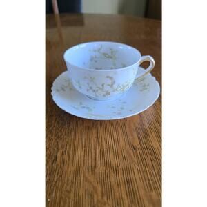 Vintage Haviland Limoges The Cherbourg Cup Saucer Set France Floral Gold Trim